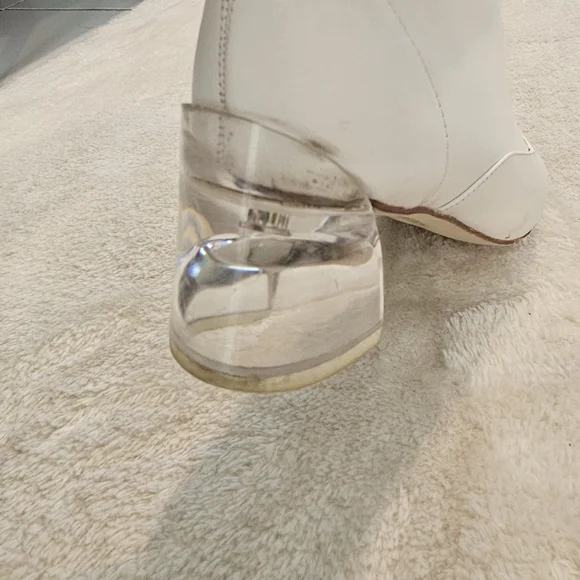 Jeffrey Campbell White Ankle Boots Clear Block Heel Size 9 70s Avant Garde Retro - Picture 13 of 15